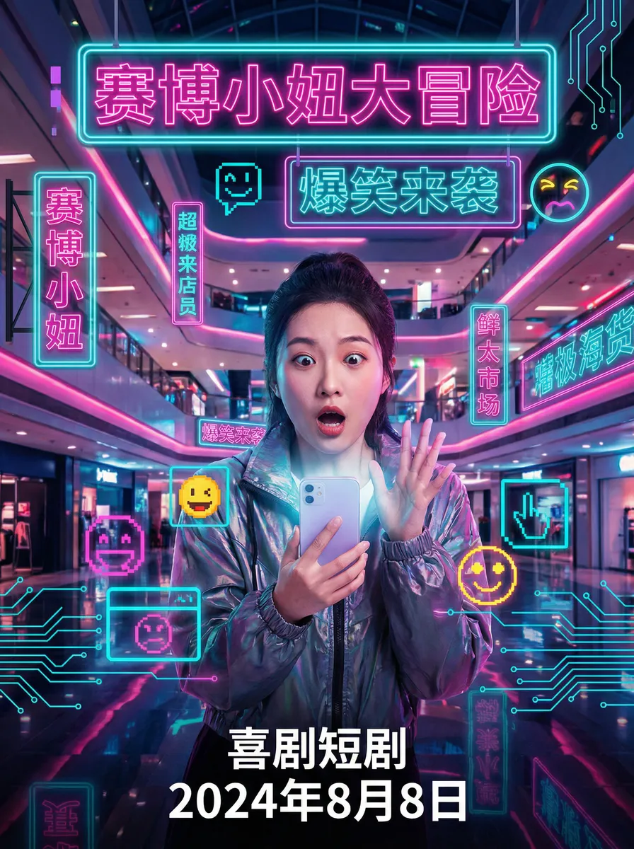 娱乐反斗星 搞笑喜剧短剧 - 赛博小妞大冒险海报